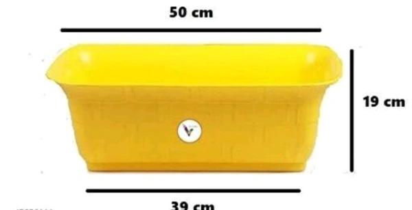 Attractive Flower Pots With Bottom Tray For Outdoor/Indoor Set of 3 Pieces - Free Size, Yellow, Plastic, set of 3 Pieces, Rectangalar